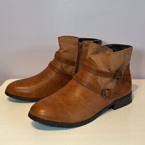 CL by Laundry Chic Double Strap Brown Ankle Boots With Zipper Size 9